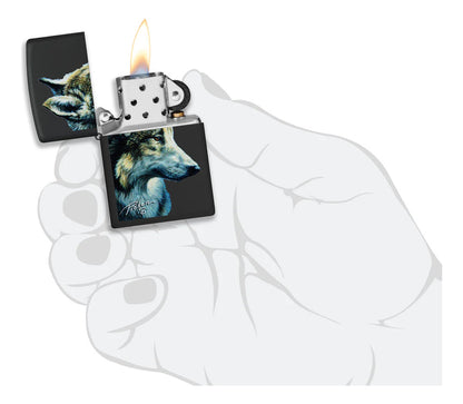 Encendedor Zippo Negro Mate Lobo Cod 48598
