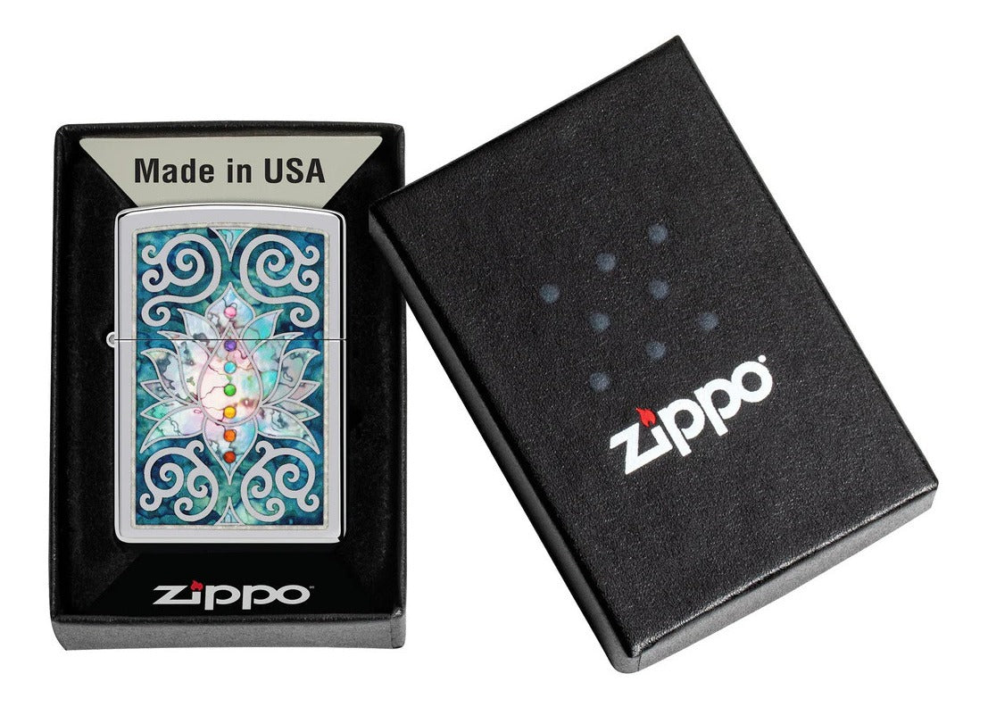Encendedor Zippo Gris Flor de Loto Cod. 48592