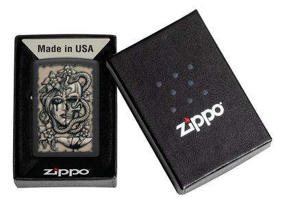 Encendedor Zippo Negro Tatuaje Medusa Cod. 48616