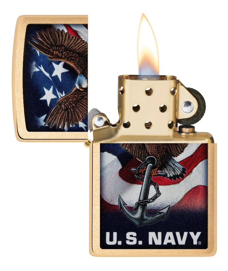 Encendedor Zippo Dorado Us Navy Cod. 48549