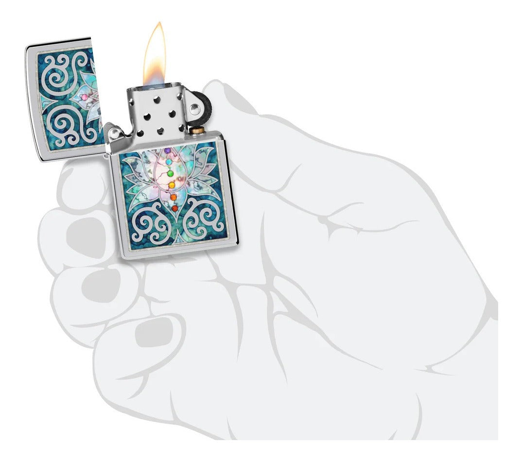 Encendedor Zippo Gris Flor de Loto Cod. 48592