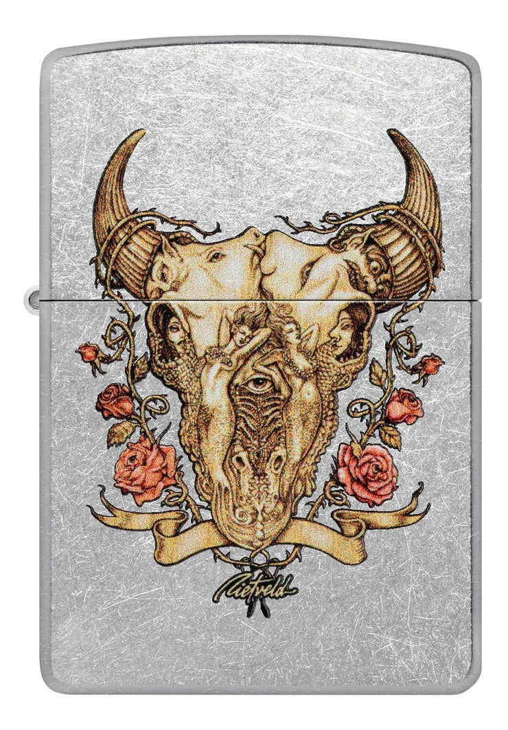 Encendedor Zippo Cromo Calavera Rick Rietveld Cod 48559