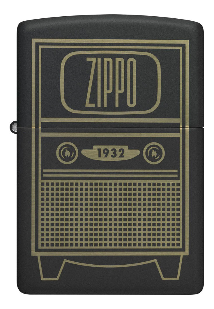 Encendedor Zippo Negro Tv Vintage Cod 48619