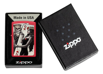 Encendedor Zippo Rojo Calavera Poker Cod. 48624