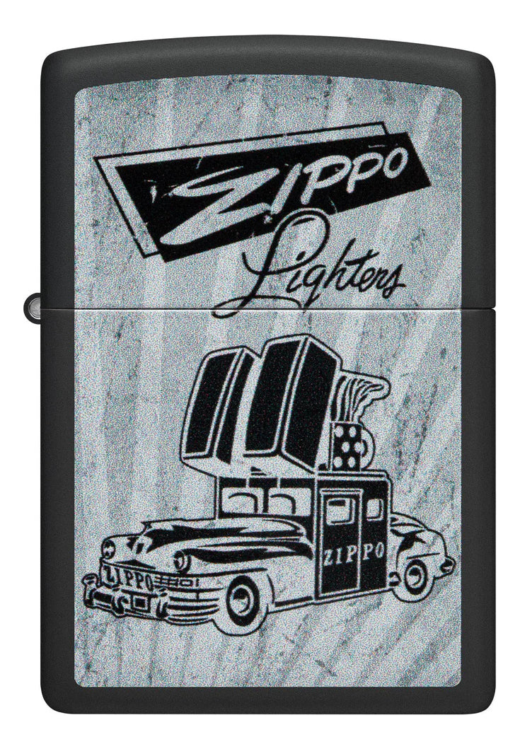 Encendedor Zippo Negro Carro Antiguo Cod 48572
