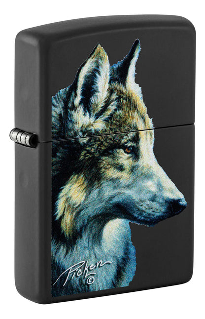 Encendedor Zippo Negro Mate Lobo Cod 48598