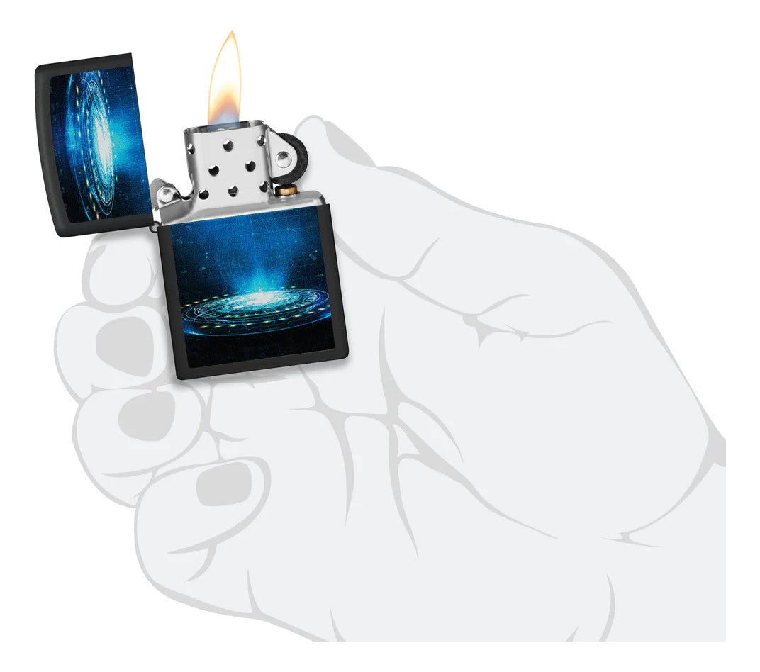 Encendedor Zippo Negro Mate Ovni Luz UV Cod 48514