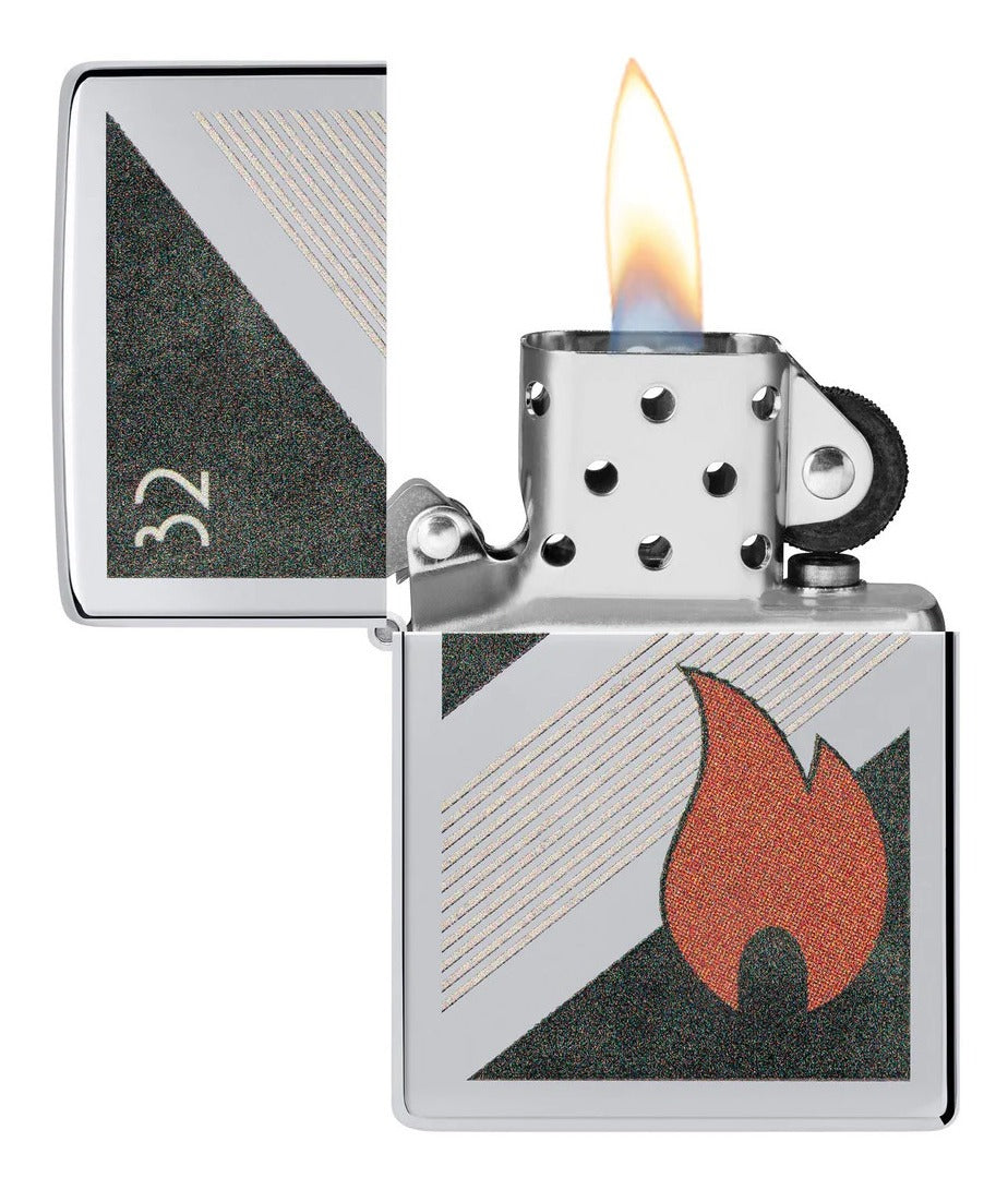 Encendedor Zippo Cromo Llama 32 Vintage Cod. 48623
