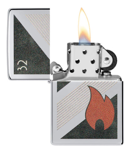 Encendedor Zippo Cromo Llama 32 Vintage Cod. 48623