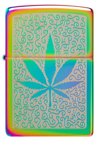 Front view of Zippo Cannabis Design Multi-Color Windproof Lighter.