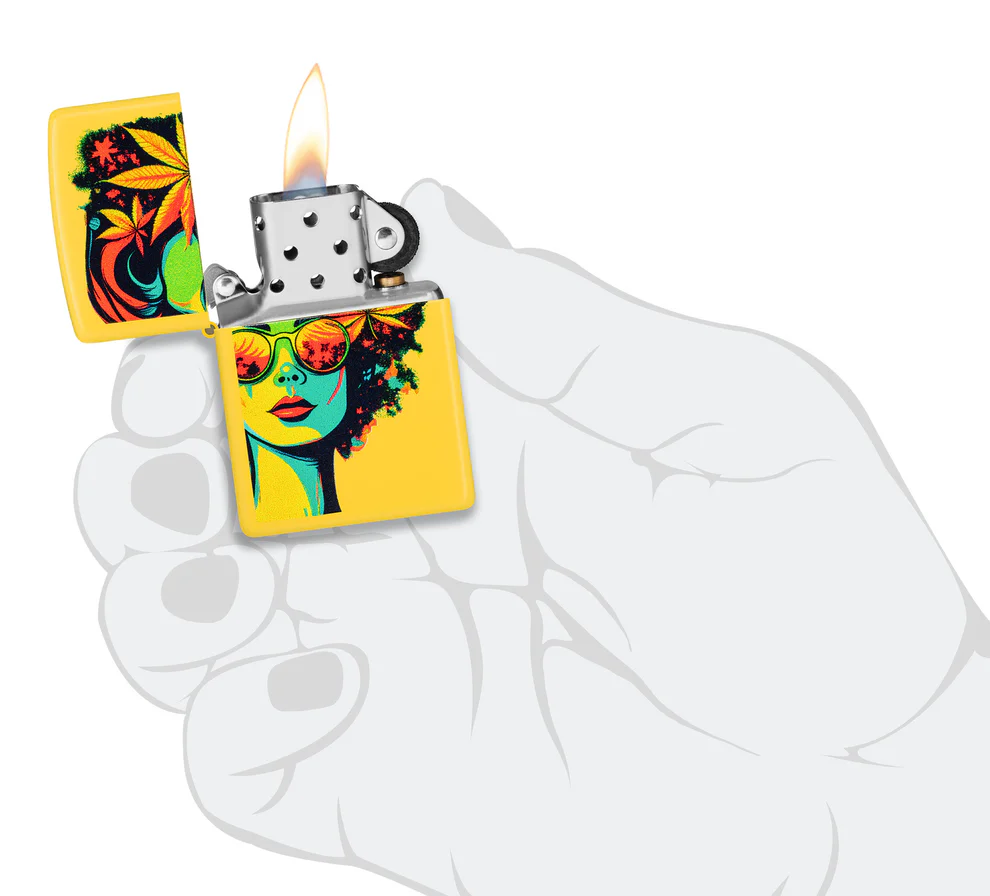 Encendedor Zippo Amarillo Cannabis Mujer Cod 46231