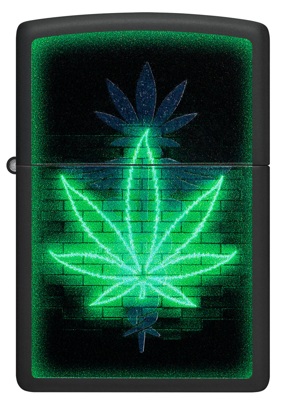 Encendedor Zippo Negro Mate Cannabis Neon Cod 46266