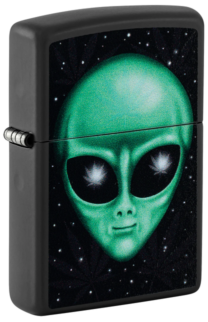Encendedor Zippo Negro Mate Cannabis Alien Cod 46708