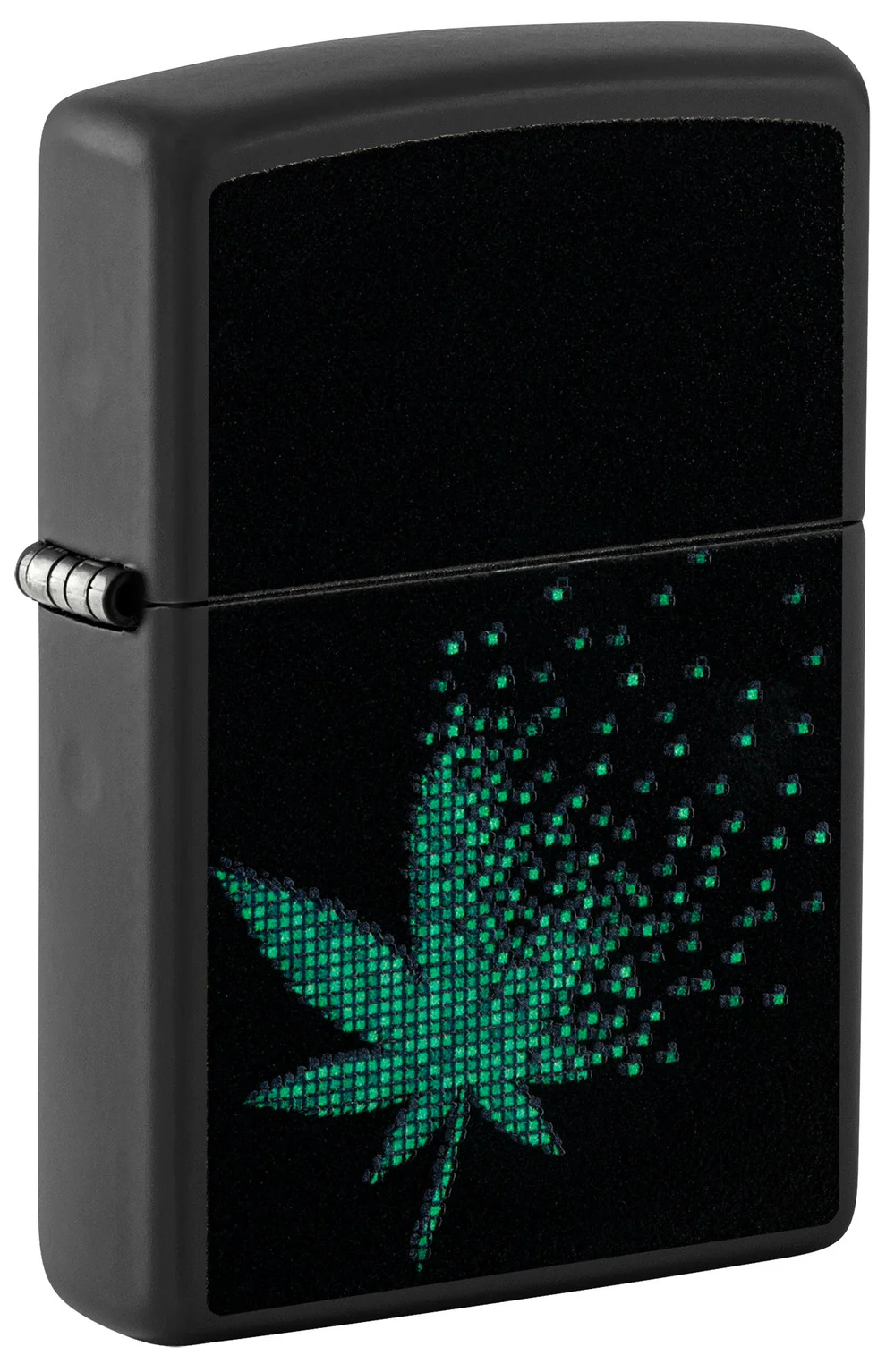 Encendedor Zippo Negro Pixeles Cannabis Cod 48677