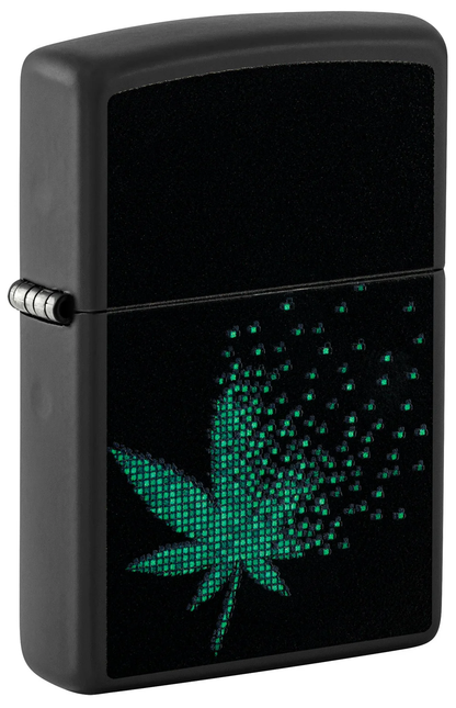 Encendedor Zippo Negro Pixeles Cannabis Cod 48677