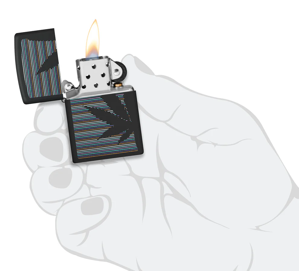 Encendedor Zippo Negro Rayas Cannabis Cod 48927