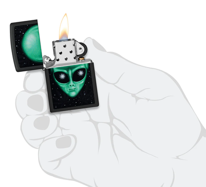 Encendedor Zippo Negro Mate Cannabis Alien Cod 46708