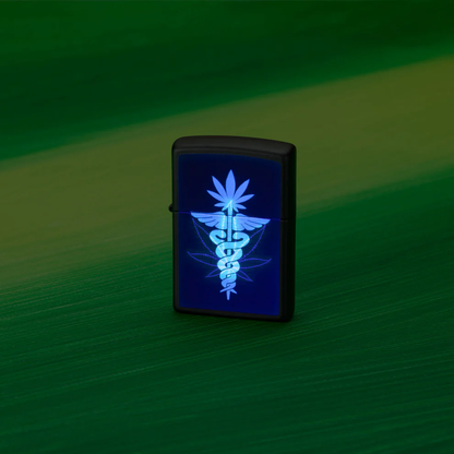 Encendedor Zippo Negro Mate Cannabis Neon Cod 46266