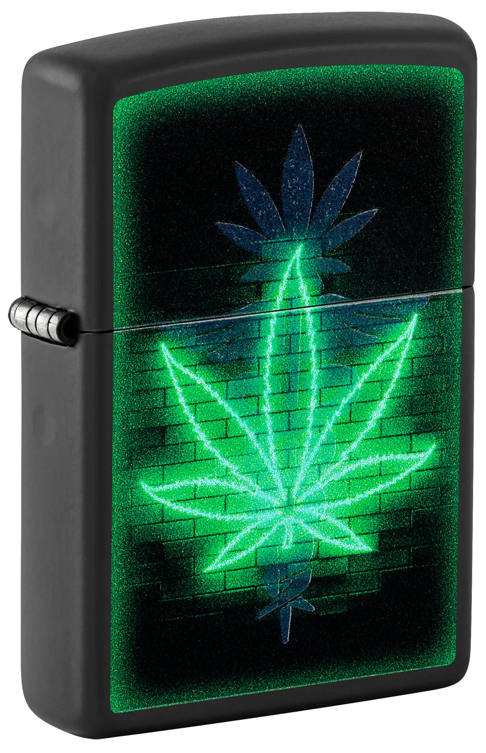 Encendedor Zippo Negro Mate Cannabis Neon Cod 46266