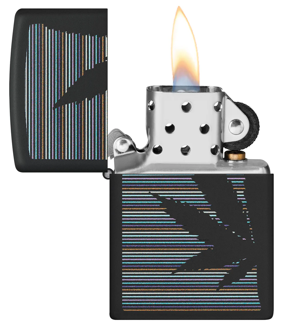 Encendedor Zippo Negro Rayas Cannabis Cod 48927