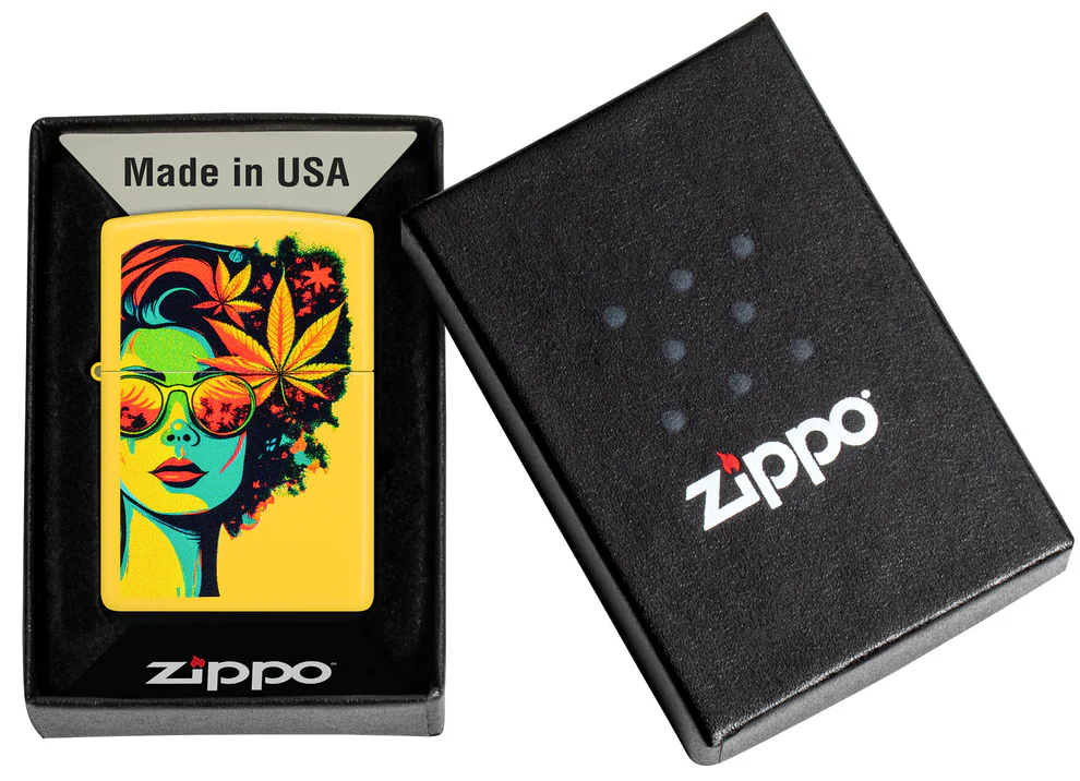 Encendedor Zippo Amarillo Cannabis Mujer Cod 46231