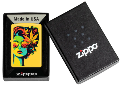 Encendedor Zippo Amarillo Cannabis Mujer Cod 46231