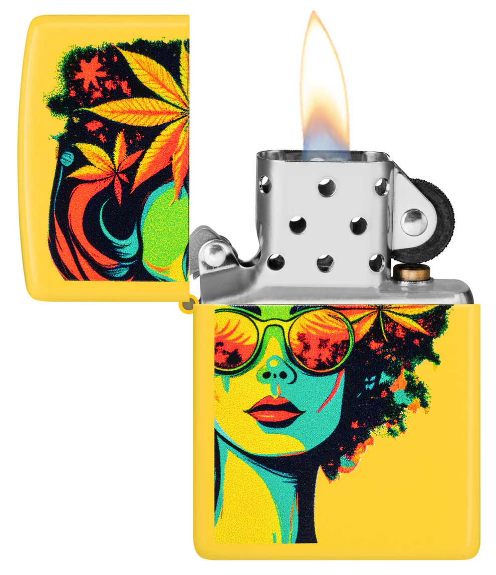 Encendedor Zippo Amarillo Cannabis Mujer Cod 46231