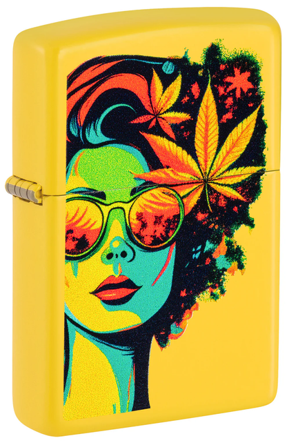 Encendedor Zippo Amarillo Cannabis Mujer Cod 46231