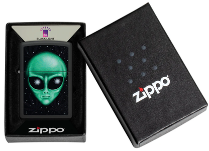 Encendedor Zippo Negro Mate Cannabis Alien Cod 46708