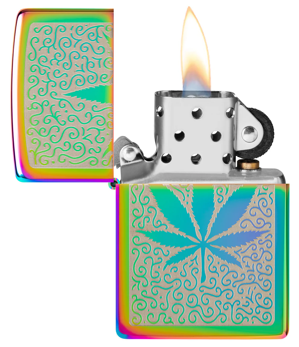 Encendedor Zippo Tornasol Hojas Cannabis Cod 48925