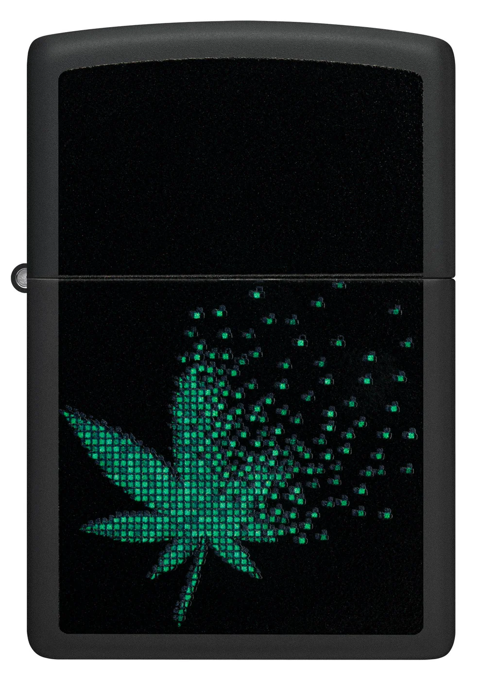 Encendedor Zippo Negro Pixeles Cannabis Cod 48677