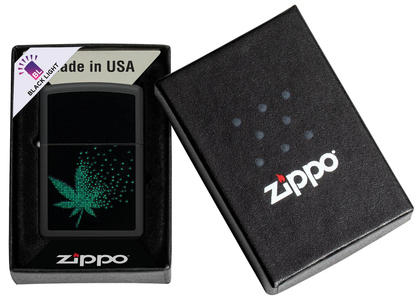 Encendedor Zippo Negro Pixeles Cannabis Cod 48677