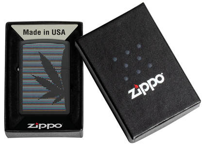 Encendedor Zippo Negro Rayas Cannabis Cod 48927