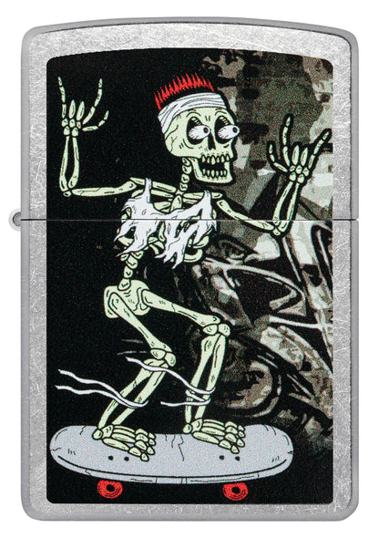 Front view of Zippo Skateboard Street Chrome Windproof Lighter.