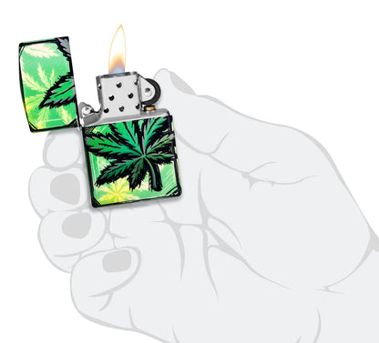 Encendedor Zippo Hojas Cannabis 540 Grados Cod 46253