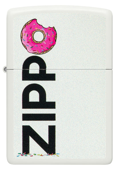 Front view of Frosted Zippo Design White Matte Windproof Lighter.