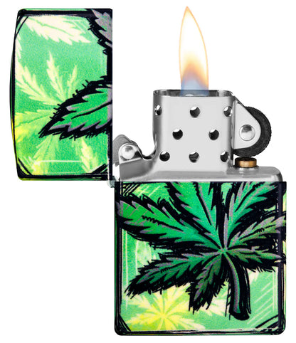 Encendedor Zippo Hojas Cannabis 540 Grados Cod 46253