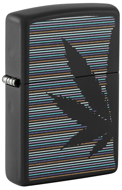 Encendedor Zippo Negro Rayas Cannabis Cod 48927