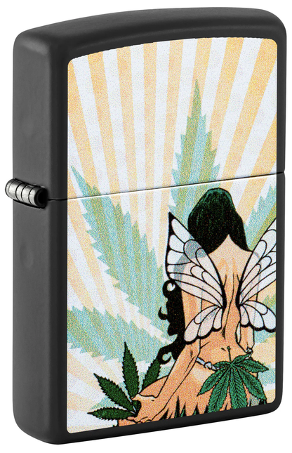 Encendedor Zippo Negro Mate Cannabis Mujer 46576