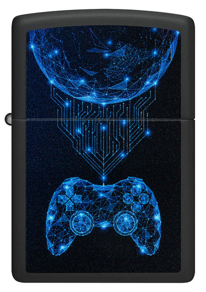 Front view of Zippo Gaming Black Matte Windproof Lighter.